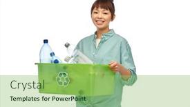 Presentation with plastic waste recycling - Amazing PPT theme having recycling-waste-sorting-and-sustainability backdrop and a seafoam green colored foreground