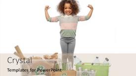  Presentation with plastic waste recycling - Slide set enhanced with recycling-waste-sorting-and-sustainability background and a coral colored foreground