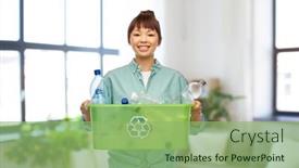  Presentation with plastic waste recycling - Slide set consisting of recycling-waste-sorting-and-sustainability background and a seafoam green colored foreground