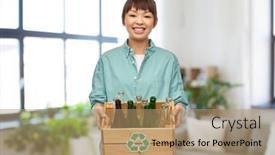  Presentation with waste glass - Beautiful slide deck featuring recycling-waste-sorting-and-sustainability backdrop and a coral colored foreground