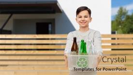  Presentation with waste glass - Slide set consisting of recycling-waste-sorting-and-sustainability background and a coral colored foreground