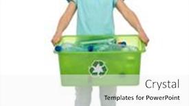  Presentation with plastic waste recycling - PPT theme consisting of recycling-waste-sorting-and-sustainability background and a white colored foreground
