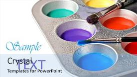  Presentation with paint brush - PPT layouts having recycling water tray - colorful watercolor paints in old background and a light blue colored foreground
