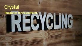  Presentation with wooden building blocks - Cool new theme with recycling word made with building backdrop and a tawny brown colored foreground