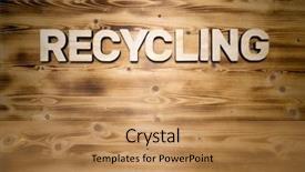  Presentation with wooden building blocks - Slide set consisting of recycling word made with building background and a coral colored foreground