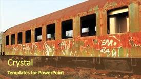  Presentation with train - PPT theme having word love on vintage wooden background and a gray colored foreground