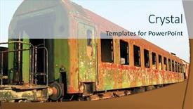  Presentation with coal train - Presentation design featuring recyling construction waste - abandonned train background and a sky blue colored foreground