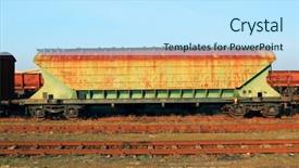  Presentation with train - Cool new presentation theme with recyling construction waste - abandonned train backdrop and a sky blue colored foreground