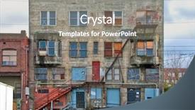  Presentation with stairs - Slides enhanced with recyling construction waste - dilapidated grey old building background and a  colored foreground