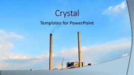  Presentation with pollution - PPT theme having recyling construction waste - energy plant pollution background and a light blue colored foreground