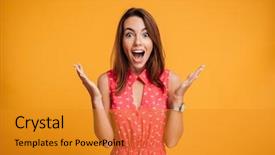  Presentation with mouth - PPT theme featuring red - close-up portrait of young pretty background and a gold colored foreground