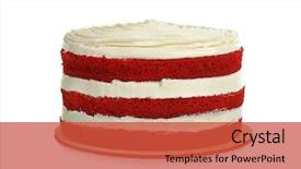  Presentation with banoffee pie cake on white - PPT theme having red - delicious cake on white background background and a red colored foreground