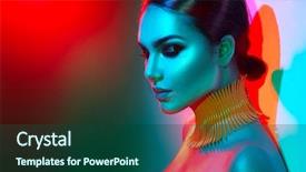  Presentation with design fashion - PPT theme enhanced with red - high fashion model woman background and a ocean colored foreground