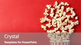 Presentation with popcorn - Cool new slides with red - paper cup with popcorn backdrop and a gray colored foreground