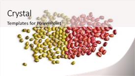  Presentation with dark green and red - Presentation design consisting of red adzuki beans and green background and a sky blue colored foreground