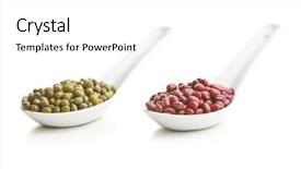  Presentation with white green - Presentation design featuring red adzuki beans and green background and a white colored foreground
