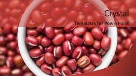  Presentation with beans - Audience pleasing PPT theme consisting of red adzuki beans in bowl backdrop and a red colored foreground