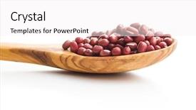  Presentation with red laser beam - PPT theme having red adzuki beans in spoon background and a white colored foreground