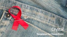  Presentation with hiv ribbon - Presentation theme featuring red aids awareness ribbon pinned background and a gray colored foreground