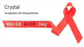  Presentation with red ribbon hiv - PPT theme with red aids ribbon isolated background and a white colored foreground