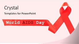  Presentation with red ribbon hiv - Colorful slides enhanced with red aids ribbon on light backdrop and a white colored foreground