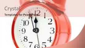  Presentation with alarm - PPT theme featuring red-alarm-clock-showing-five background and a coral colored foreground