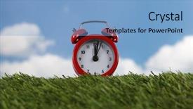  Presentation with red gold green field - Audience pleasing PPT layouts consisting of red alarm clock with two backdrop and a light blue colored foreground