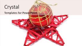  Presentation with red star - Theme having red an golden christmas ball an a red star on a white background background and a lemonade colored foreground