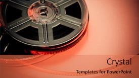  Presentation with film reel - PPT theme featuring red and black film reel background and a coral colored foreground