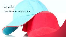  Presentation with red white blue - Presentation theme having red and blue caps cap isolated on white background and a cool aqua colored foreground