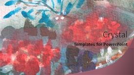  Presentation with watercolor red - Presentation theme having red-and-blue-floral-watercolor background and a coral colored foreground