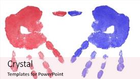  Presentation with hand print - Cool new slide deck with red and blue hand print backdrop and a  colored foreground