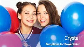  Presentation with independence day - Beautiful theme featuring red and blue helium backdrop and a teal colored foreground