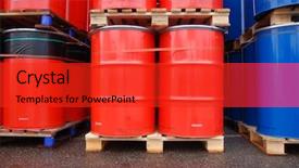  Presentation with drums - Beautiful presentation design featuring red and blue oil drums backdrop and a red colored foreground