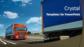  Presentation with trucks - Cool new theme with red-and-blue-trucks backdrop and a ocean colored foreground