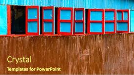  Presentation with nepal - Beautiful presentation theme featuring red and blue wooden windows on corrugated steel wall nepal backdrop and a tawny brown colored foreground