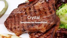  Presentation with meat food - PPT theme with sprouting on brown bumpy vine background and a tawny brown colored foreground