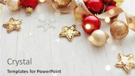  Presentation with red gold - Cool new presentation theme with red-and-gold-christmas-ornaments backdrop and a white colored foreground