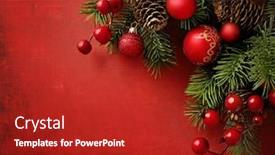  Presentation with gold red - PPT layouts having red and gold christmas ornaments background and a crimson colored foreground