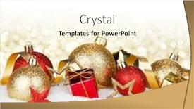  Presentation with golden christmas - PPT theme with red and golden christmas balls background and a white colored foreground