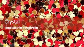  Presentation with confetti - Colorful PPT theme enhanced with red and golden hearts confetti backdrop and a crimson colored foreground