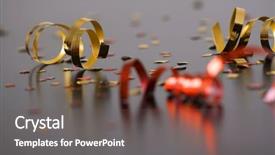  Presentation with red stars - PPT theme featuring red and golden spirals small confetti stars party time background and a violet colored foreground