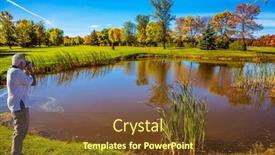  Presentation with green foliage - Amazing presentation design having red-and-green-autumn-foliage backdrop and a tawny brown colored foreground