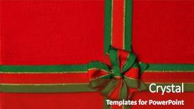  Presentation with ribbon green - Theme featuring red and green christmas ribbon background and a tawny brown colored foreground