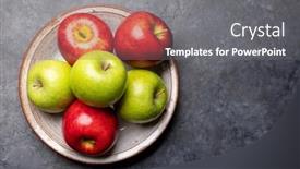  Presentation with green apples - PPT theme featuring red-and-green-garden-apples background and a gray colored foreground