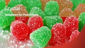  Presentation with crystals - Audience pleasing slide deck consisting of red and green gumdrops backdrop and a shamrock green colored foreground