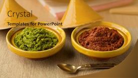  Presentation with green - Slide set consisting of red-and-green-harissa-close background and a gold colored foreground