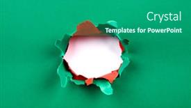  Presentation with torn paper - Audience pleasing PPT layouts consisting of red-and-green-hole backdrop and a ocean colored foreground