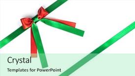  Presentation with ribbon green - Theme with red and green ribbon bow background and a  colored foreground