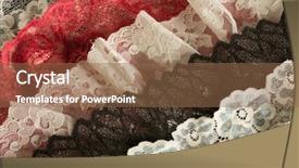  Presentation with fabrics - Slides enhanced with red and ivory vintage lace background and a tawny brown colored foreground